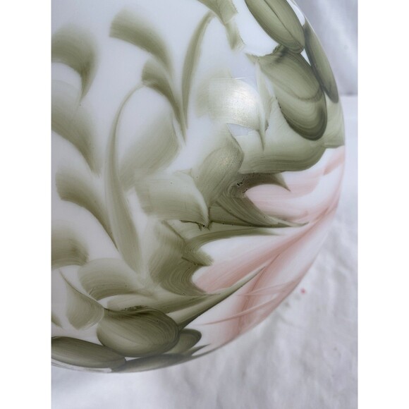 Antique Gone With The Wind Globe Lamp Shade Hand Painted Pink Floral Roses READ - Picture 12 of 14